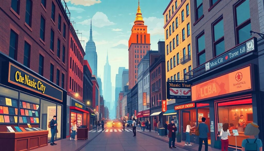 Фанатские города и их музыкальные символы - иллюстрация