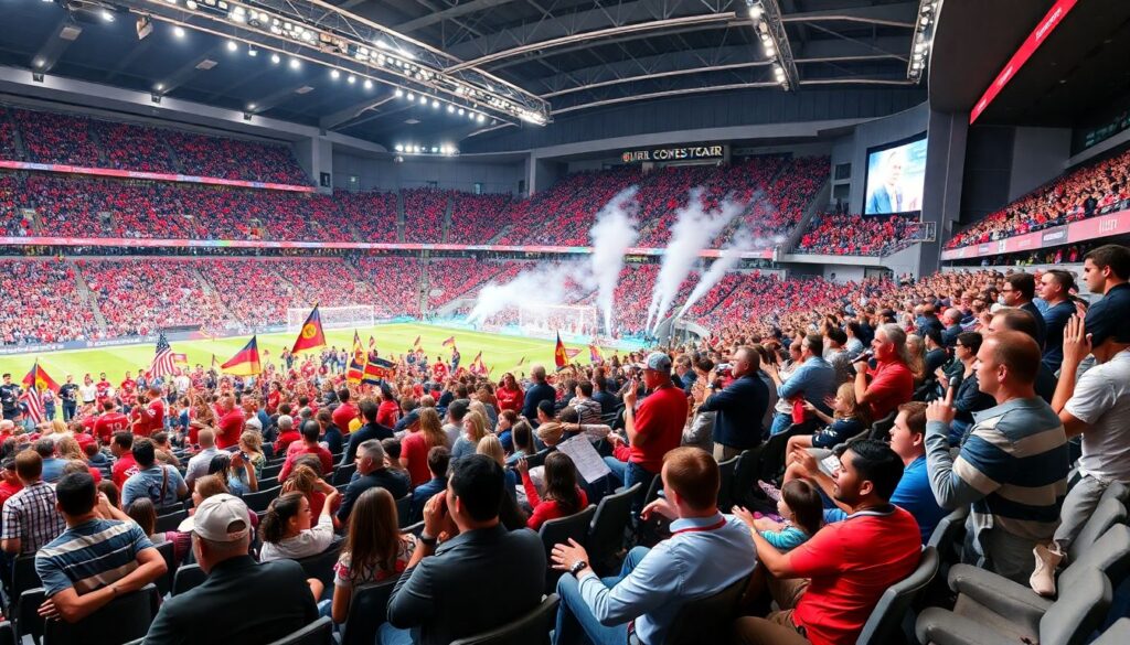 Музыкальные конкурсы среди болельщиков - иллюстрация