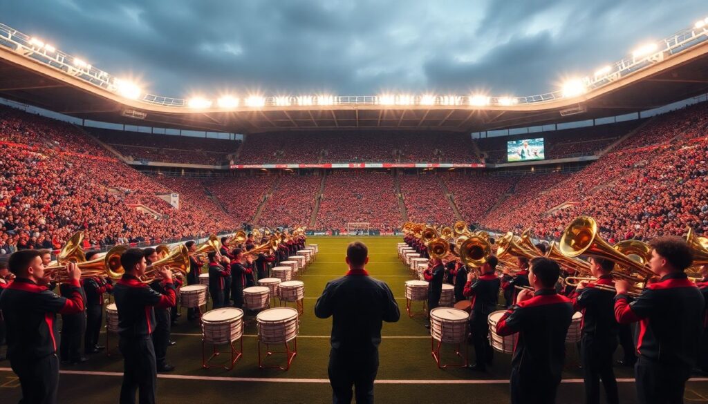 Музыкальные битвы на трибунах: состязания групп - иллюстрация