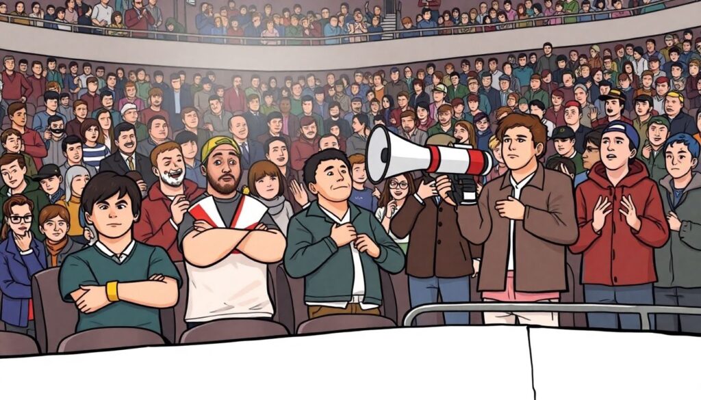 Этикет и правила поведения на трибунах во время песен - иллюстрация